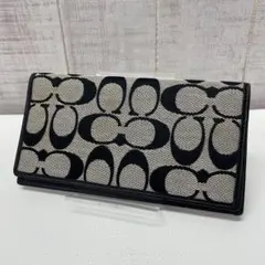 ザ*ニ様 COACH モノグラム 札入れ　ベージュ ブラック