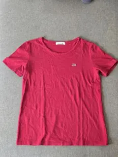 ​【LACOSTE】ワンポイントロゴTシャツ レッド L相当 コットン100%のサムネイル