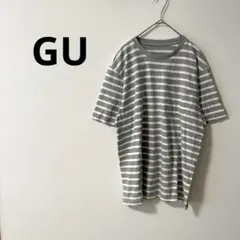 【GU/ジーユー】Tシャツ グレー 白 ボーダー柄 クルーネック