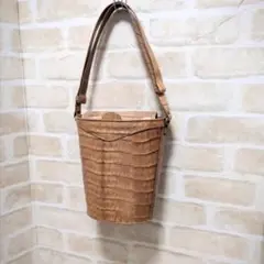 ★ZAZY【ザジー】カイマンクロコ バケツ型 2WAY バッグ ブラウン 希少