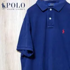 ラルフローレン 古着 ポロシャツ ワンポイント 刺繍ロゴ ポニー 紺 ネイビー