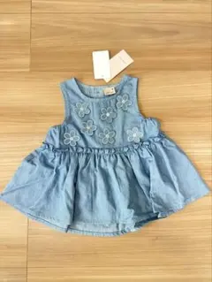 新品petit mainお花柄ノースリーブチュニックのみ80cm
