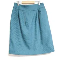 GARCON deuxひざ丈スカート エメラルドグリーン 薄手 スリット入り