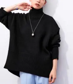 ADAM ET ROPE' タートルバックスリットニットプルオーバー