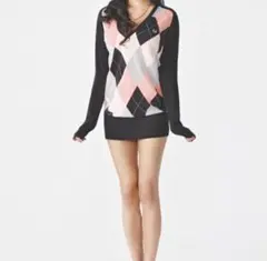 Fred Perryエイミーワインハウスコラボ　アーガイル柄 Vネックセーター