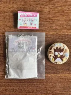 サンリオキャラクターズ PKG風ミニ小物入れ2 刺繍缶バッジ バツ丸 2個セット
