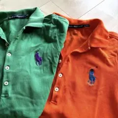 乗馬　ラルフローレン　スポーツ　ポロシャツ　S グリーン　オレンジ　2枚