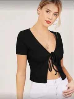 SHEIN ブラック クロップドトップス M