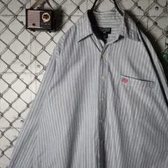 POLO JEANS ラルフローレン 長袖シャツ ストライプ 星条旗ロゴ M〜L