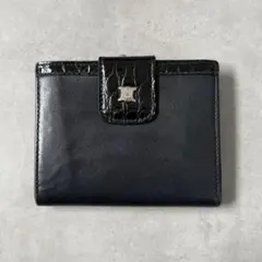 CELINE トリオンフ　がま口　クロコ型押し　レザー　二つ折り財布のサムネイル