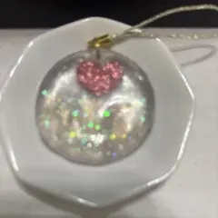 ハート型ラメ入り透明チャーム