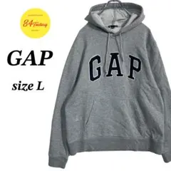 GAP　デカロゴ　フーディー　スウェットシャツ　パーカー　灰　霜降り　サイズL