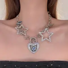 ネックレス 星 ハート 蝶 Y2K グランジ 原宿 地雷 量産 キラキラ 銀 黒