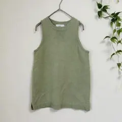 美品☆AZUL オリーブグリーン ノースリーブニットベスト 【S】