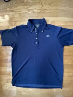 Mizuno ネイビー ボタンダウンポロシャツ