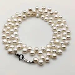 淡水パール メタリック ホワイト 双子バロック ラフ ネックレス - メルカリ