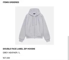 STUSSY DOUBLE FACE LABEL ZIP HOODIE