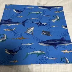 サメ柄 生地 はぎれ ブルー