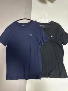 ネイビー&ブラック Mサイズ Tシャツ ロゴ刺繍　アバクロ
