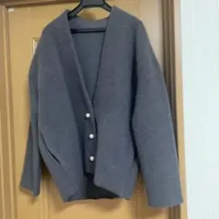 Apuweiser-riche FOX混 ニットカーディガン コート パール付