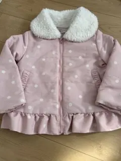 ピンク　フリル付き　ドット　コート