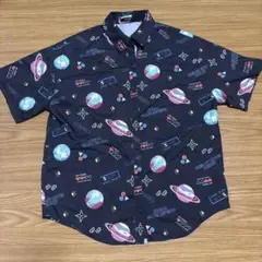 宇宙柄 半袖シャツ ネイビー