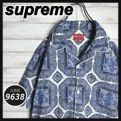 美品】SUPREME セットアップ 半袖シャツ パンツ 総柄 青 L - メルカリ