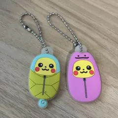 ポケモン　ピカチュウ　メタモン　ラバーキーホルダー　ラバスト　寝袋コレクション