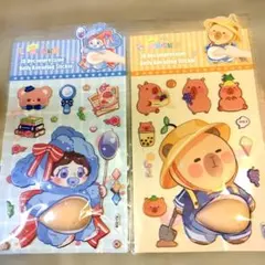 お腹ぷにぷにシール くま カピバラ 赤ちゃん 特大 アニマルおなか プニプニのサムネイル