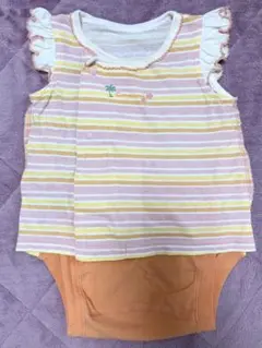 コンビミニ　ロンパース　60〜70cm ボーダー　オレンジ