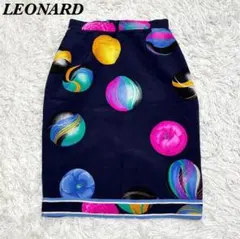 LEONARD ひざ丈タイトスカート ネイビー ビー玉柄のサムネイル