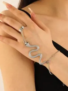 レディースハンドチェーン 蛇 指輪 ブレスレット スリザリン