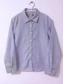CECIL McBEE ブルーストライプ 長袖シャツ