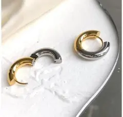 バイカラーフープピアス　 金属アレルギー ステンレス