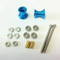 ミニ四駆　２段アルミベアリングローラ　９－８ｍｍ　水色２個