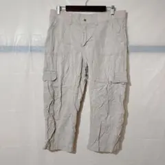 美品✨️ オフホワイト カーゴパンツ ウエストゴム 7分丈