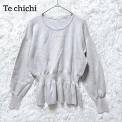 テチチ　ニット　セーター　パープル　M コットン混　長袖　プルオーバー