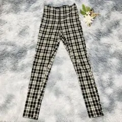 ZARA ザラ (EUR/SS) チェック柄スキニーパンツ ジップ 飾り付き