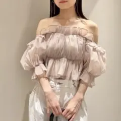SNIDEL♡Sustainable ギャザー オフショル ブラウス