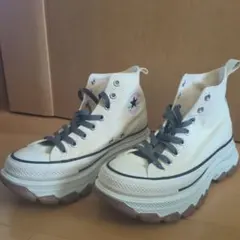 美品ALL STAR 厚底ホワイトハイカットスニーカー