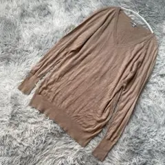 訳あり UNIQLO Vネックニット カシミア混 ブラウン シンプル レディスM