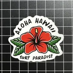 防水ステッカーALOHA HAWAII SURF PARADISE ハイビスカス