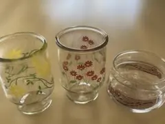 花柄ガラスコップ　3個セット　昭和レトロ