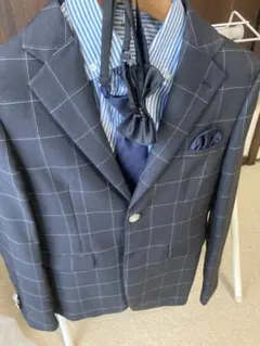 紺系チェック フォーマルスーツ