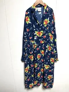 Scolar スカラー レトロ調　オープンカラー　シャツ　ロングワンピース　花柄