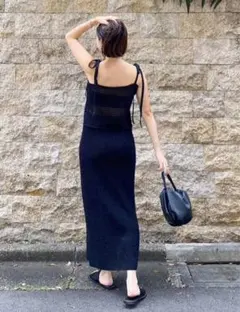 美品searoomlynn PAPER KNITセットアップ ブラックのサムネイル