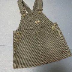 美品ミキハウス・ダブルb♡ヒッコリーデニム地ジャンパースカート♡90