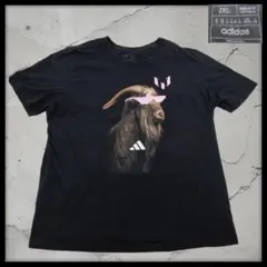 アディダス メッシ Tシャツ 2XL 黒 GOAT ヤギ サッカー 古着 半袖のサムネイル