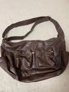 ブラウン ショルダーバッグ 合成皮革レディースバッグ