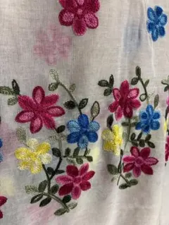 豪華花柄刺繍 スカーフ コットン パシュミナ タイ製